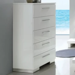 Mack 5 Drawer Chest Glossy White - MiBasics