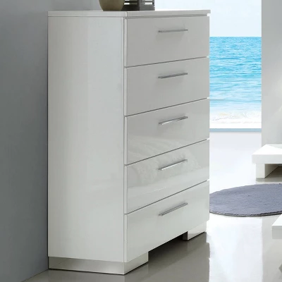 Mack 5 Drawer Chest Glossy White - MiBasics 3 Mack 5 Drawer Chest Glossy White - MiBasics