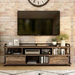Nanum Multi Storage TV Stand For TVs Up To 70" Reclaimed Oak - MiBasics -Home Living Store GUEST 0587510d 93db 473b 9cb3 906e68b4532a