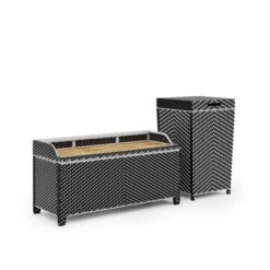 2pc Maksville Outdoor Aluminum Storage Bench & Trash Can - MiBasics -Home Living Store GUEST 0ac1d048 ac8e 4f5b abf6 0a3f87185137
