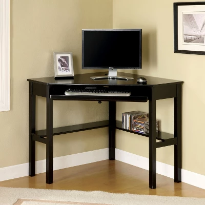 Erona Modern Corner Computer Desk Black - MiBasics 3 Erona Modern Corner Computer Desk Black - MiBasics