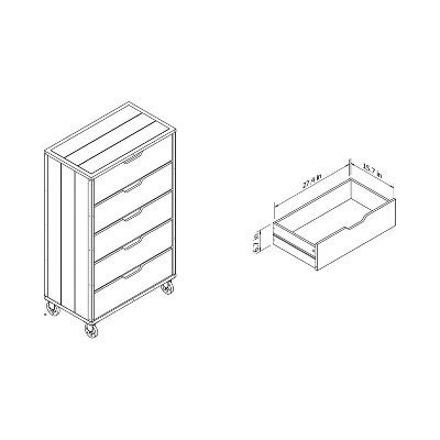 Owen 5 Drawer Chest Vintage Walnut/Black - MiBasics 6 Owen 5 Drawer Chest Vintage Walnut/Black - MiBasics - Image 4