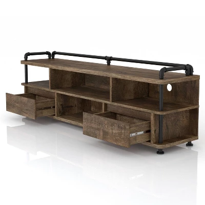 3pc Nanum Entertainment Console For TVs Up To 78" Reclaimed Oak - MiBasics 4 3pc Nanum Entertainment Console For TVs Up To 78" Reclaimed Oak - MiBasics - Image 2