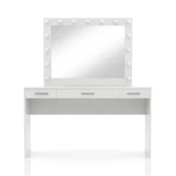 2pc Grayde 3 Drawer Vanity Table And Mirror Set With Bulbs And USB Ports Luminous White - MiBasics -Home Living Store GUEST 149aa2bc e8f1 43b6 ac94 4cbcdb88304f