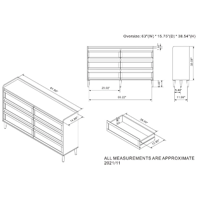 63" Warren 6 Drawer Dresser - MiBasics 11 63" Warren 6 Drawer Dresser - MiBasics - Image 9