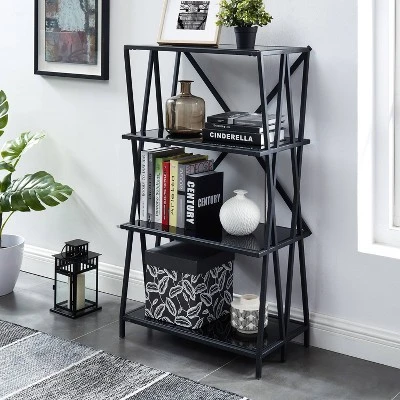 44.25" Werrin 4 Shelf Metal Display Bookshelf Black - MiBasics 3 44.25" Werrin 4 Shelf Metal Display Bookshelf Black - MiBasics
