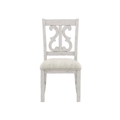 7pc Lexin Rustic Dining Set Distressed White/ Distressed Dark Oak - MiBasics 8 7pc Lexin Rustic Dining Set Distressed White/ Distressed Dark Oak - MiBasics - Image 6