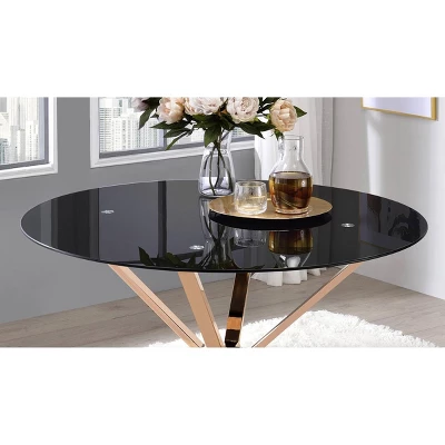 Kenlina Round Dining Table With Glass Top - MiBasics 4 Kenlina Round Dining Table With Glass Top - MiBasics - Image 2