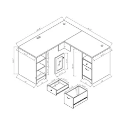 Ghally Locking Drawer L-Shape Desk With USB Ports White Oak - MiBasics -Home Living Store GUEST 24fee3ab 4eaa 465a 8d56 28aac31933d7