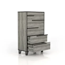 Mericalo 5 Drawer Staggered Chest Vintage Gray Oak - MiBasics -Home Living Store GUEST 2543a5ee ed4e 4b2c 92b4 491ebcdacef4