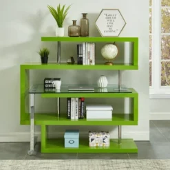 54.5" Rycel Modular L-Shape Bookshelf Desk Green - MiBasics -Home Living Store GUEST 2d9f8da6 2eb5 41a9 af8b a2c69e788a08
