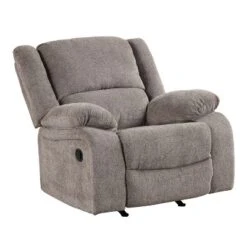MiBasics Dancerain Transitional Upholstered Chenille Manual Recliner Chair Mocha: Gliding Function, Pillow Top Arms
