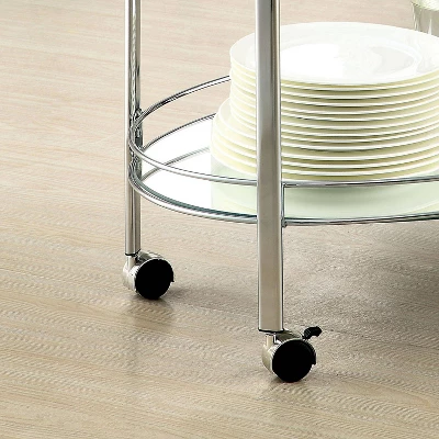Derria Oval Mirrored Metal Frame Serving Cart - Furniture Of America 4 Derria Oval Mirrored Metal Frame Serving Cart - Furniture Of America - Image 2