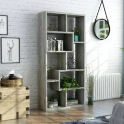 70.98" Crusiton Versatile Bookcase Vintage Gray Oak - MiBasics -Home Living Store GUEST 323717e0 2086 41ab 9434 7943e5c7e4ca