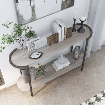 Millerton Lower Shelf Sofa Table Light Gray/Brushed Metal - MiBasics 5 Millerton Lower Shelf Sofa Table Light Gray/Brushed Metal - MiBasics - Image 3