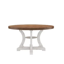 7pc Lexin Rustic Round Dining Table Set Distressed White/ Distressed Dark Oak - MiBasics -Home Living Store GUEST 362fde50 a825 4b76 9548 ab2c6e8ea271