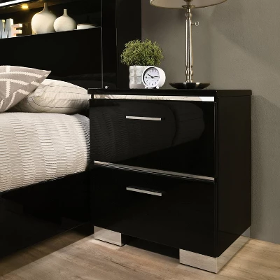 Shorehaven 2 Drawer Nightstand With USB Plug Black - MiBasics 3 Shorehaven 2 Drawer Nightstand With USB Plug Black - MiBasics
