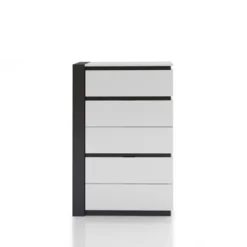 Pape Contemporary 5 Drawer Chest White/Metallic Gray - MiBasics -Home Living Store GUEST 39863764 099c 47b1 ac64 5b4c7513f2ce