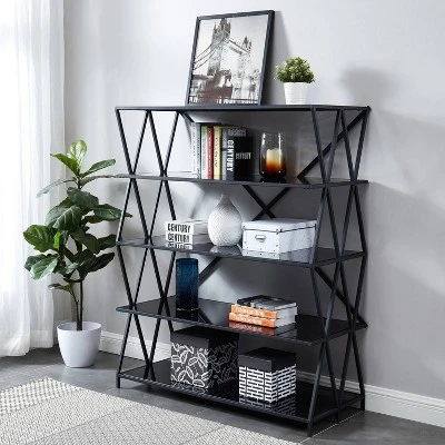 57.5" Werrin 5 Shelves Large Metal Display Bookshelf Black - MiBasics 3 57.5" Werrin 5 Shelves Large Metal Display Bookshelf Black - MiBasics