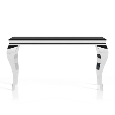 Forge Glam Glass Top Sofa Table Black/Silver - MiBasics 6 Forge Glam Glass Top Sofa Table Black/Silver - MiBasics - Image 4