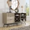Heath 60" Modern Buffet With Wine Cabinet Taupe - MiBasics: Storage Console, 3 Drawers, 4 Fixed Shelves -Home Living Store GUEST 3d40c3e4 9b75 4785 ae92 e704b875eb51