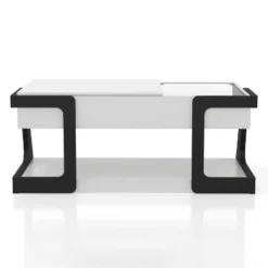 49" Castleridge Modern Lift Top Coffee Table White/Black - MiBasics: Adjustable Height, Tempered Glass, Storage Shelf -Home Living Store GUEST 4223e032 4f24 4722 aeb0 3643eef866e6