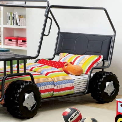 Twin Ashweb Upholstered Novelty Youth Bed - Gun Metal - MiBasics 3 Twin Ashweb Upholstered Novelty Youth Bed - Gun Metal - MiBasics - Image 2