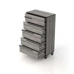 Mericalo 5 Drawer Staggered Chest Vintage Gray Oak - MiBasics -Home Living Store GUEST 46c61617 d9d8 482e a78b c9a5580c176f