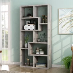 70.98" Crusiton Versatile Bookcase Vintage Gray Oak - MiBasics -Home Living Store GUEST 47cabb09 dc67 49cc 9660 74914ac4bb1f