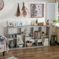 70.98" Crusiton Versatile Bookcase Vintage Gray Oak - MiBasics -Home Living Store GUEST 482e5745 02c1 4f5d 85e6 cdf7ab2f2479