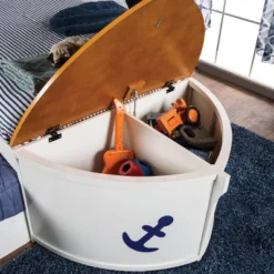 Twin Collindale Boat Design Kids' Bed With Trundle White/Oak - MiBasics -Home Living Store GUEST 526f81e3 94fc 47fa 8482 613334bb8c06