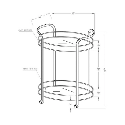Derria Oval Mirrored Metal Frame Serving Cart - Furniture Of America 6 Derria Oval Mirrored Metal Frame Serving Cart - Furniture Of America - Image 4