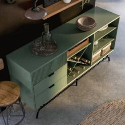 MiBasics Heath 60" Modern Buffet With Wine Cabinet Sage Green: Freestanding Storage, 4 Shelves, 3 Drawers -Home Living Store GUEST 57e96363 da9b 4e7a 8dfe a6c67c9dd5ba