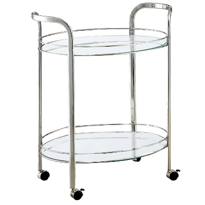 Derria Oval Mirrored Metal Frame Serving Cart - Furniture Of America 7 Derria Oval Mirrored Metal Frame Serving Cart - Furniture Of America - Image 5