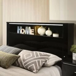 2pc Shorehaven Contemporary Nightstand And Bed Set Black/Chrome - MiBasics -Home Living Store GUEST 5d5fa0d8 137a 40be b26d 2e195306603d