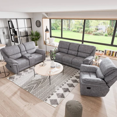 MiBasics Breezenight Transitional Padded Manual Glider Reclining Chair Gray: Microsuede Upholstery, Foam Fill, Wood Frame 6 MiBasics Breezenight Transitional Padded Manual Glider Reclining Chair Gray: Microsuede Upholstery, Foam Fill, Wood Frame - Image 4