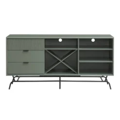 MiBasics Heath 60" Modern Buffet With Wine Cabinet Sage Green: Freestanding Storage, 4 Shelves, 3 Drawers -Home Living Store GUEST 6158d7ea c6aa 4c95 893d 3faa9aabd43d
