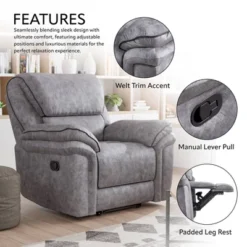 MiBasics Breezenight Transitional Padded Manual Glider Reclining Chair Gray: Microsuede Upholstery, Foam Fill, Wood Frame 19 MiBasics Breezenight Transitional Padded Manual Glider Reclining Chair Gray: Microsuede Upholstery, Foam Fill, Wood Frame -Home Living Store GUEST 674f5d52 37d9 43c1 bebe 4124a506bcc0
