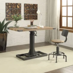 MiBasics 48" Molisse Industrial Height Adjustable Desk Sand Black/Copper : USB Port, Steel Frame, 32-42" Range -Home Living Store GUEST 683f3450 ceba 4433 9a76 0bd832fe330d