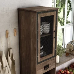 MiBasics Stormquiet Farmhouse 1 Drawer Tower Cabinet With Wine Rack And Shelves -Home Living Store GUEST 6ada1630 b199 41e1 898d c11780dc521a