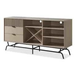 Heath 60" Modern Buffet With Wine Cabinet Taupe - MiBasics: Storage Console, 3 Drawers, 4 Fixed Shelves -Home Living Store GUEST 6d2d7423 56aa 4444 a598 7a4da610da33