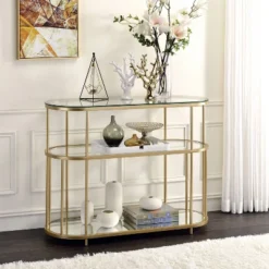 Invergarry Mirrored And Tempered Glass Sofa Table Gold - MiBasics 8 Invergarry Mirrored And Tempered Glass Sofa Table Gold - MiBasics -Home Living Store GUEST 72d5f3cb 12d6 4cb9 a0b4 8663a205d1d5