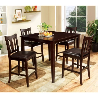 5pc Tilmara Curvy Cutout Back Chair Counter Dining Table SetEspresso - MiBasics 3 5pc Tilmara Curvy Cutout Back Chair Counter Dining Table SetEspresso - MiBasics