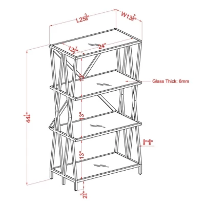 44.25" Werrin 4 Shelf Metal Display Bookshelf Black - MiBasics 6 44.25" Werrin 4 Shelf Metal Display Bookshelf Black - MiBasics - Image 4