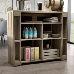 47.2" Geisert Farmhouse 9 Shelf Bar Table Weathered Oak - MiBasics -Home Living Store GUEST 788a5fb5 48f3 4a4e 8b3e f2c1adc2adf2