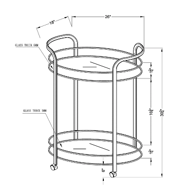 Derria Oval Mirrored Metal Frame Serving Cart - Furniture Of America 5 Derria Oval Mirrored Metal Frame Serving Cart - Furniture Of America - Image 3