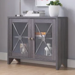 Yanga 1 Shelf Accent Cabinet Distressed Gray - MiBasics