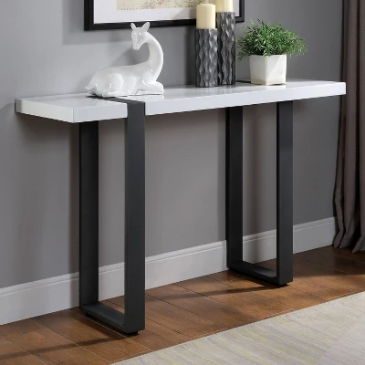 Druse Sofa Table With U-Shaped Legs White/Black - MiBasics 3 Druse Sofa Table With U-Shaped Legs White/Black - MiBasics