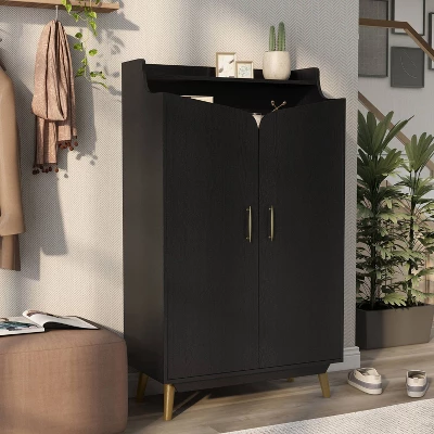 Tamworth Double Door Shoe Cabinet Black - MiBasics 7 Tamworth Double Door Shoe Cabinet Black - MiBasics - Image 5