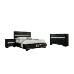 3pc Whether By Bed Nightstand And Dresser Set Black - MiBasics -Home Living Store GUEST 836b02e4 1c40 400d 9622 f8982576f956